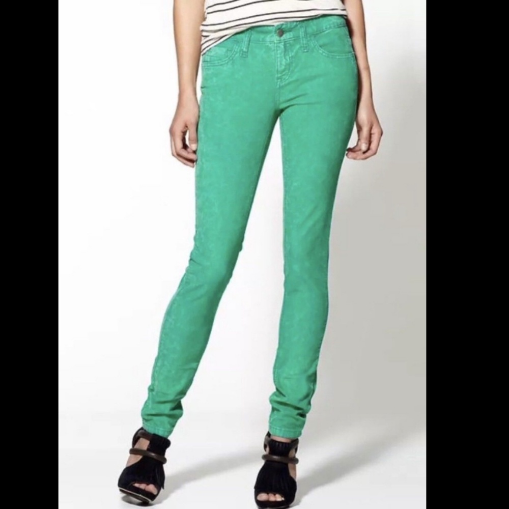 Free People Green Corduroy Stretch Skinny Pants - Picture 3 of 7